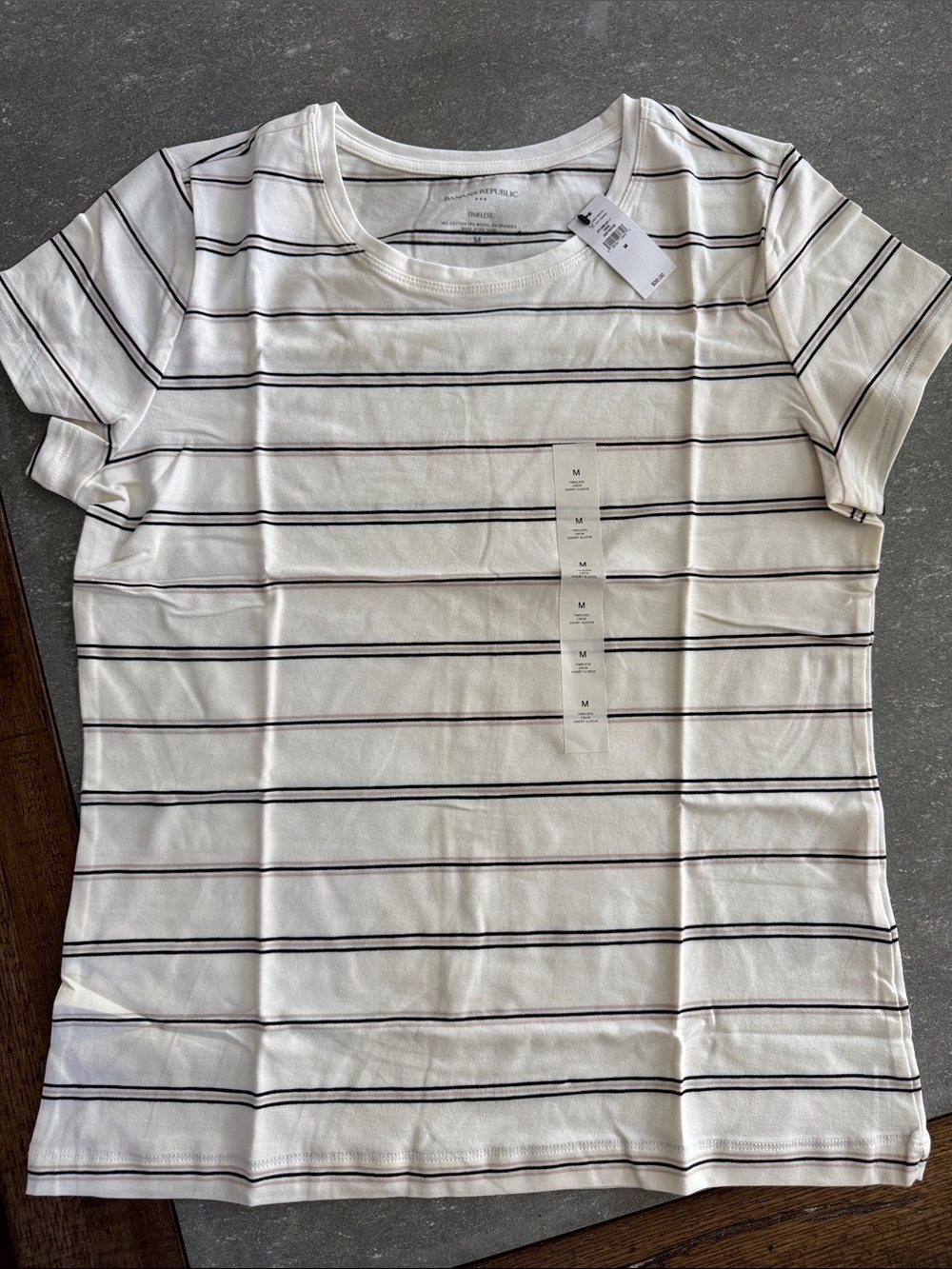 Banana Republic White Tee with Black Stripes